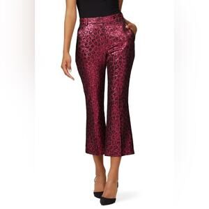 Tanya Taylor Madden Pink Metallic Leopard Cropped Pants 0